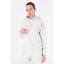 Maraton Oversize Kadın Bisiklet Yaka  Gümüş Gri Sweatshirt