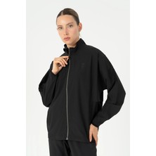 Maraton Comfort Kadın Dik Yaka  Siyah Tracktop