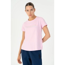 Maraton Regular Kadın Bisiklet Yaka  Pembe T-Shirt