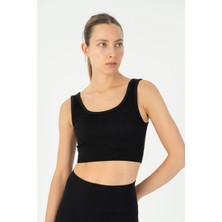 Maraton Slimfit Kadın Düz Yaka  Siyah- Bra