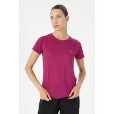Maraton Slimfit Kadın Bisiklet Yaka  Koyu Pembe- T-Shirt