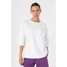 Maraton Comfort Kadın Bisiklet Yaka  Beyaz- T-Shirt