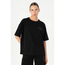 Maraton Comfort Kadın Bisiklet Yaka  Siyah- T-Shirt