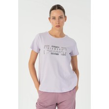 Maraton Regular Kadın Bisiklet Yaka  Mor- T-shirt