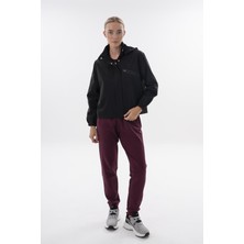Maraton Comfort Kadın Çıkma Kapüşonlu  Siyah Yağmurluk
