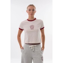 Maraton Regular Kadın Bisiklet Yaka  Ekru T-shirt
