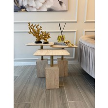 Valda Home Traverten 3’lü Zigon Sehpa Seti