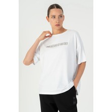Maraton Comfort Kadın Bisiklet Yaka  Beyaz T-shirt