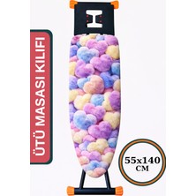 Asev Home 5d Özel Kumaş Keçeli Ütü Masası Kılıfı Ipli Stoperli  55X140CM Bubble Love