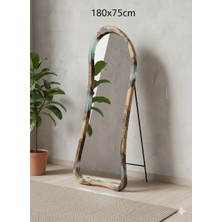 Gökçesan Mobilya Ahşap & Epoksili Çerçeveli Ayna 180X75 Metal Ayaklı Boy Aynası