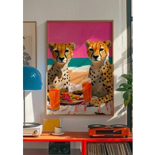 Ninastore Çita Pikniği Sanat Baskısı: Kitsch Hayvan Posteri/ Trend Duvar Dekoru