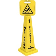 Üçtem Plastik Kısa Dubalı Uyarı Levhası (Temizlik Var & Kaygan Zemin)