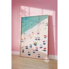 Ninastore Plaj Temalı Duvar Sanatı / Hava Fotoğrafı / Sahil Duvar Sanatı / Apartman Estetiği / Pembe Pastel Ya