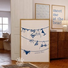 Ninastore Mavi Bikini Baskısı/ Sahil Kovboy Kızı Dekorasyonu/ Lacivert Mayo Duvar Sanatı Posteri/ Plaj Baskısı