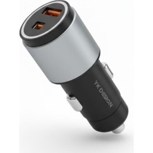 Çetiner Group® Araç Içi Çakmaklığa Takılantype-C ve USB Girişli 2 Portlu Hızlı Şarj Adaptörü