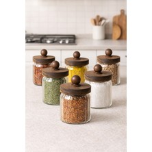 Feyza Design Borosilikat Cam Kavanoz Seti, Kapaklı, 6'lı, 450ML, Şık ve Pratik Saklama