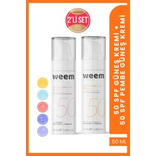 Weem Güneş Koruyucu Seti - Ton Eşitleyici Pembe Güneş Kremi + Leke Karşıtı Güneş Kremi 2'li Set