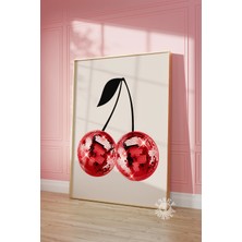 Ninastore Retro Disko Topu Kiraz Baskısı / Trend Duvar Sanatı Baskıları / Disko Kirazı / Şık Duvar Dekoru / Ba