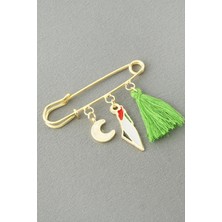 Renklime Hilal Filistin Püsküllü Broş