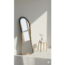 Gökçesan Mobilya Ahşap & Epoksili Çerçeveli Ayna 180X75 Metal Ayaklı Boy Aynası