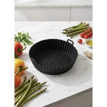 Cook&Kitchen Silikon Fritöz Sepeti Siyah 21 cm Dalga Desen
