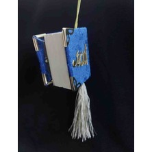 Sarıyer Silver Allah Yazılı Mavi Renkli Kadife Mini Kur'an-I Kerim Sallantılı Püsküllü Araç Dikiz Aynası Süsü