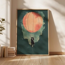 Ninastore Sıcak Hava Balonu Çifti Baskısı: Gün Batımı Aşk Illüstrasyonu (Dijital Indirme)