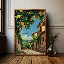 Ninastore Italyan Limon Bahçesi Baskısı: Akdeniz Mutfağı Duvar Sanatı