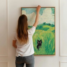 Ninastore Kara Kedi Buğday Tarlası Sanat Baskısı: Hayalperest Manzara (Dijital Indirme)