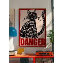 Ninastore Retro Kedi 'tehlike' Posteri: Komik Hayvan Duvar Sanatı