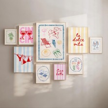 Ninastore Yaz Duvar Sanatı Baskı Seti/ La Dolce Vita Poster Paketi/ Italyan Yazı Dijital Baskıları/ Trend Biki