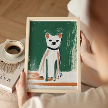 Ninastore Minimalist Köpek Sanat Baskısı: Soyut Evcil Hayvan Portresi/ Yeşil (Dijital Indirme)