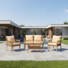 Btk Concept Milano Rattan Bahçe Balkon Takımı 2+1+1 Camlı Masa Kahve