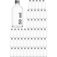 Feyza Design 50 ml Şeffaf Metal Gümüş Kapaklı Cam Şişe 50 Adet, Kolonya ve Koku Için