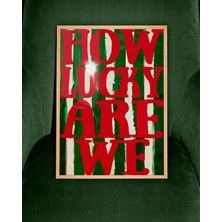 Ninastore Ne Kadar Şanslıyız Tipografi Posteri: Kırmızı Yeşil Alıntı Duvar Sanatı / Cesur El Boyaması Metin Ba