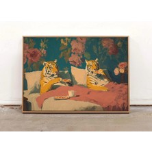 Ninastore Kaplan Pizza Partisi Baskısı: Gerçeküstü Çiçekli Yatak Odası Posteri