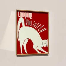 Ninastore Sıradışı Kedi Sanat Baskısı: Retro Kırmızı Duvar Dekoru