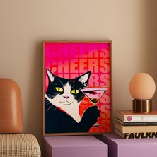 Ninastore Smokinli Kedi Martini Pop Art Baskısı: Retro Bar ve Salon Dekorasyonu (Dijital Indirme)