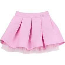 Barbie Yüksek Bel Kabarık Pembe Düz Kısa Kız Çocuk Etek BRB6SG-ETK6528