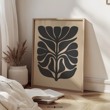 Ninastore Soyut Çiçek Sanatı/ Bej Siyah Duvar Sanatı/ Yazdırılabilir Modern Soyut Sanat/ Nötr Botanik/ Organik