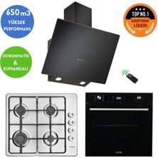 Eminçelik ve Afm Tech Markalı / Xen Emaye Inox Siyah Ankastre Set (31 220 + FM7700+CH 1460  Rc B60)