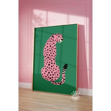 Ninastore Pembe Çita Duvar Sanatı Baskısı / Trend Duvar Sanatı / Şık Oda Dekorasyonu / Leopar Poster Baskısı /