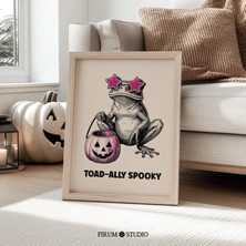 Ninastore Toad-All Ürkütücü Retro Sevimli Kurbağa Indirilebilir Sanat Eseri/ Şık Cadılar Bayramı Üniversite Yu