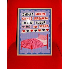 Ninastore Rüya Gibi Uyku Sözü Posteri: Neşeli Pembe Yatak Odası Sanatı (Dijital Indirme)