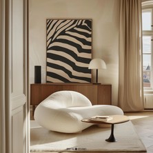 Ninastore Modern Soyut Siyah ve Bej Baskı / Organik Akıcı Çizgiler / Minimalist Japandi Esintili Dekorasyon /