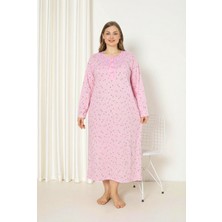 Seboteks %100 Pamuklu Mevsimlik Kumaş Uzun Kollu Büyük Beden Anne Geceliği 585