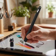 Caseonn Apple Pencil 2. Nesil Kılıf Karakter Figürlü Mat Silikon Siyah
