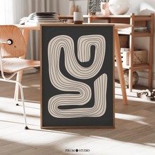Ninastore Modern Soyut Baskı Sanatı / Minimalist Siyah ve Krem Duvar Dekoru / Nötr Çağdaş Ev Sanatı / Anında I