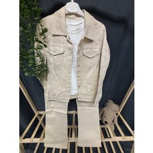 Nurcan Bebe Taşlı Gabardin Kot  3 Lü Takım(9-10-11-12 Yaş)