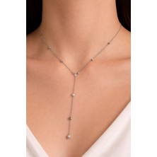 Kokoş Gümüş Renk Inci Detaylı Çelik Y Kolye